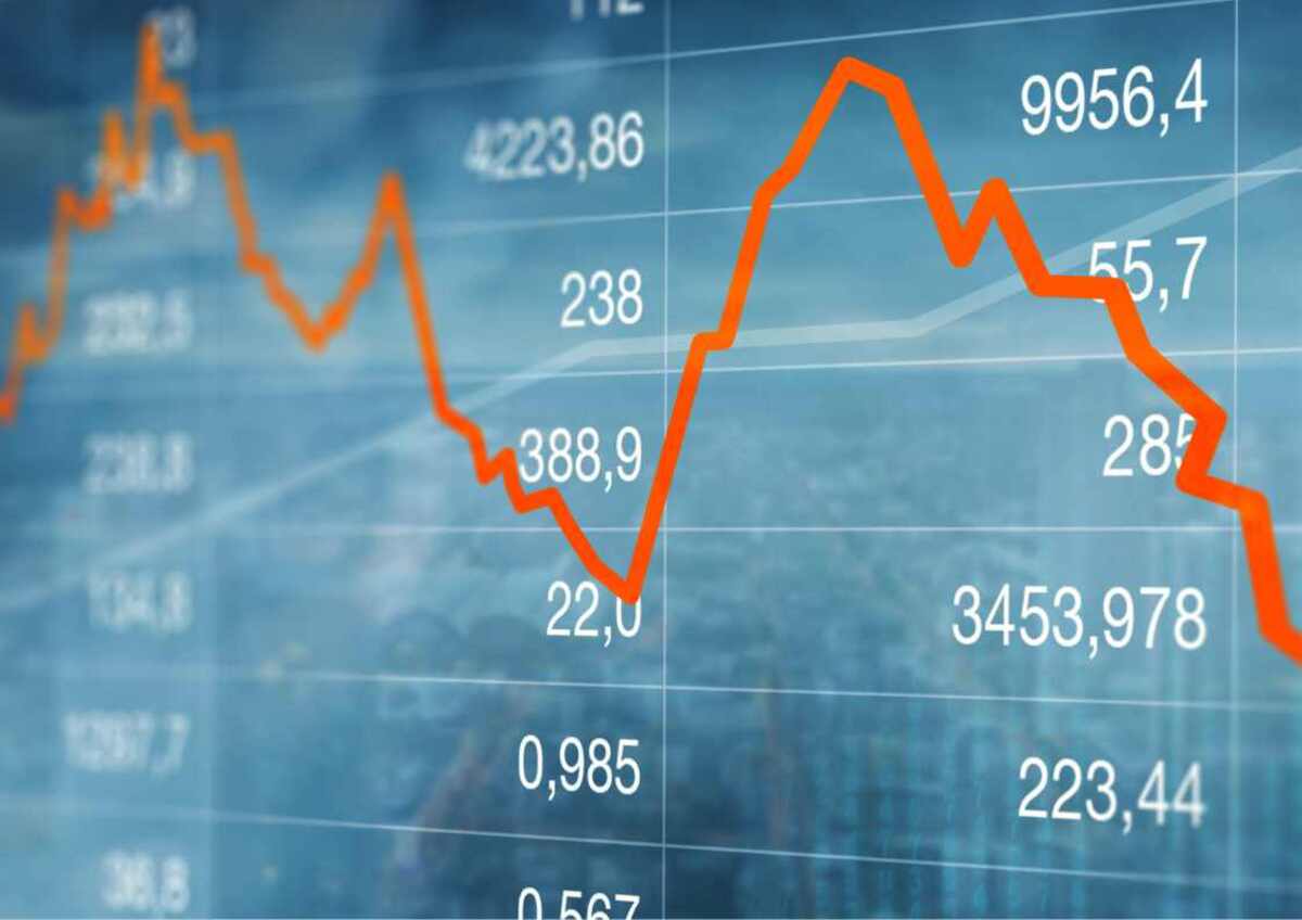 Stock market chart showing fluctuations