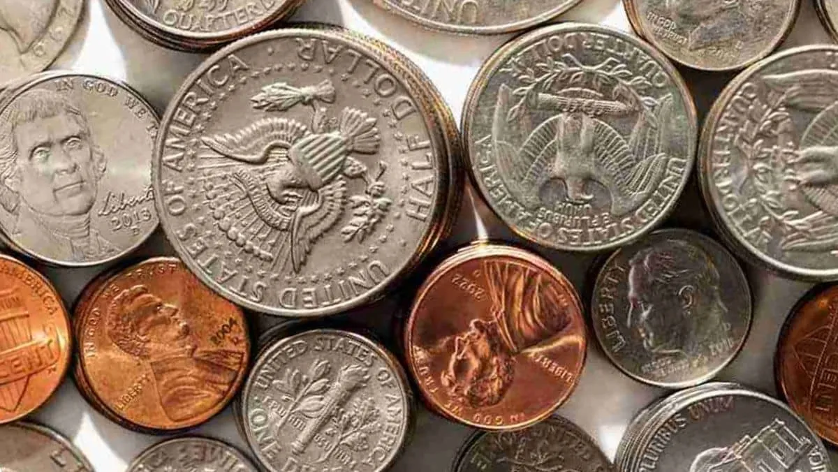 Diverse collection of coin varieties blended together