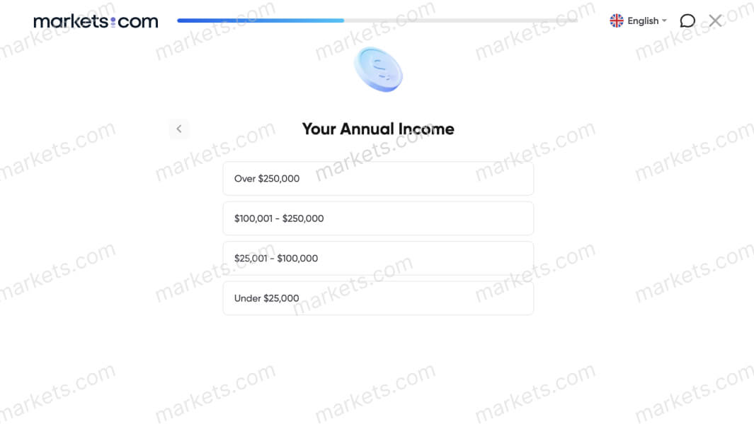 Field requires user's annual income.