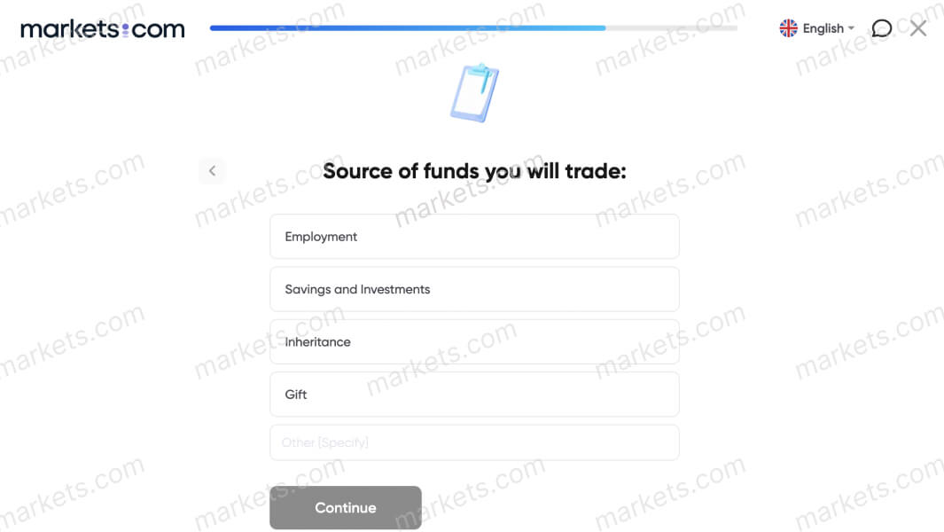 Field requires user's source of funds.