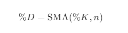 Mathematical formula for %D in Stochastic Oscillator