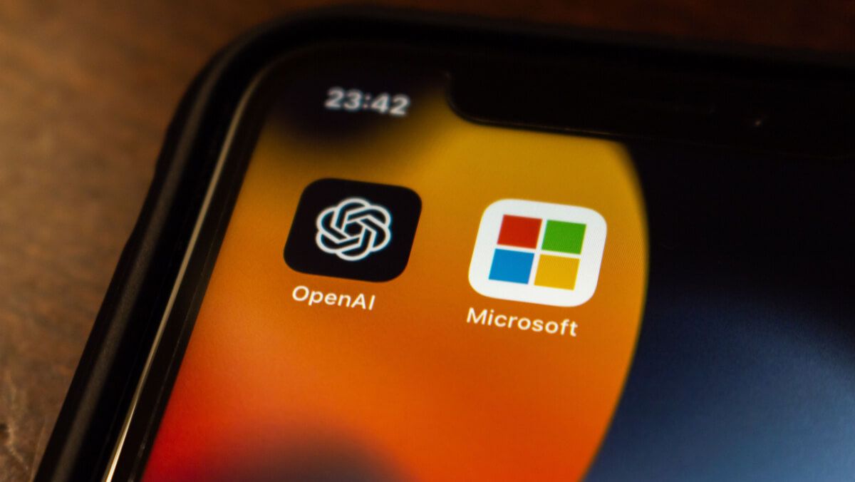 OpenAI and Microsoft icons seen in an iPhone