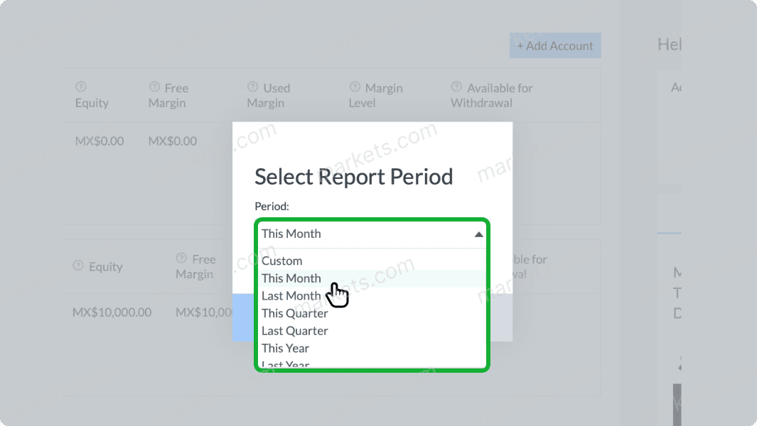 Specify report period to track trading performance