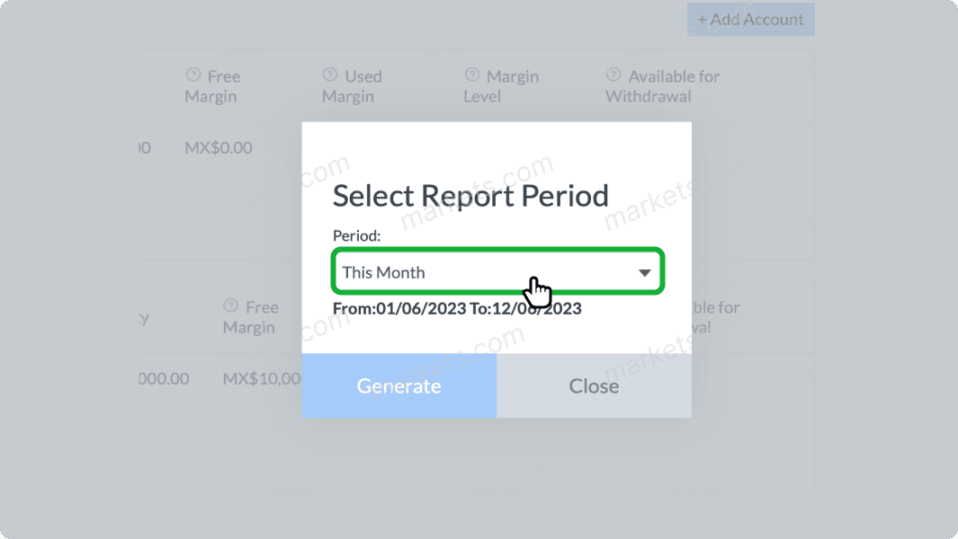 Specify time frame to track trading performance