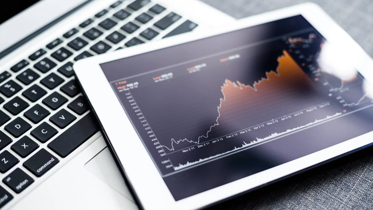 Stock market chart on digital tablet pc