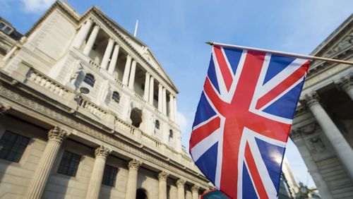 Bank of England and Union Jack flag